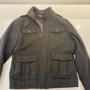 Army Green Pea Coat - Large